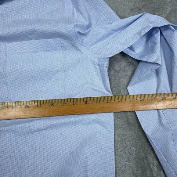 Calvin Klein Mens Wrinkle Free Dress Shirt Regular Fit Size L Blue Stretch A0652 - Picture 5 of 8